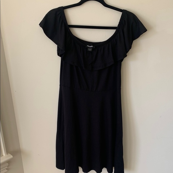 Joe Boxer Black Ruffle off shoulder Mini Dress - Picture 1 of 11